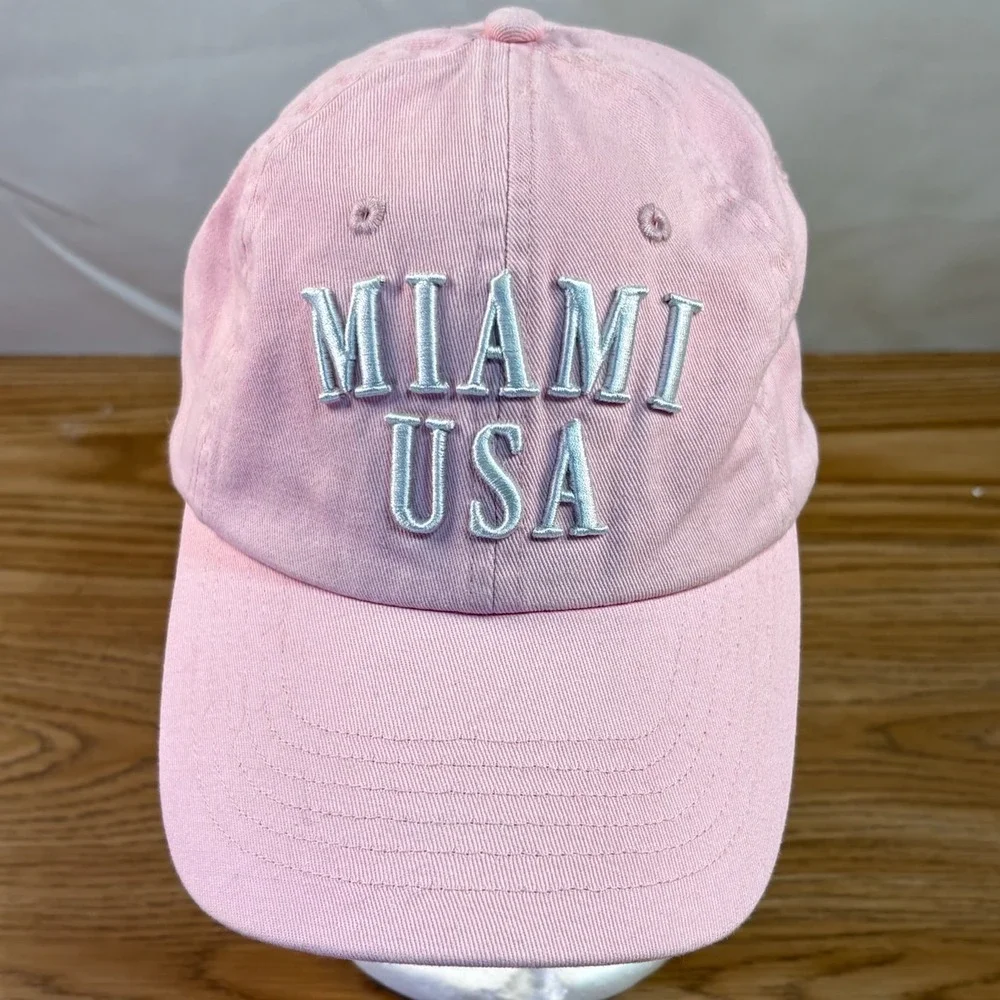Unbranded Miami USA Baseball Cap Hat Pink One‎ Size Good Embroidered Adjustable